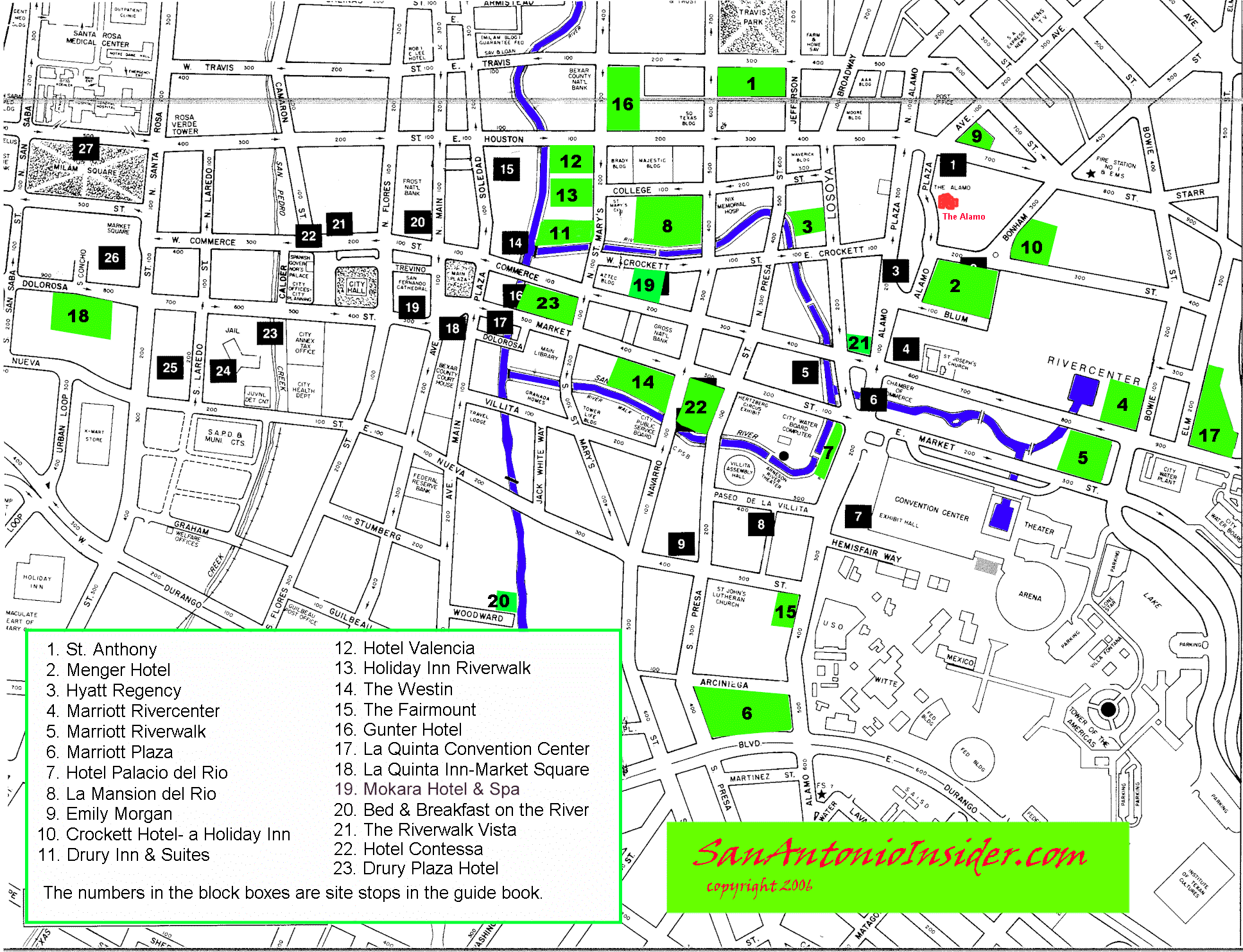 San Antonio Hotel Map Best Map Of Riverwalk Hotels San Antonio Insider